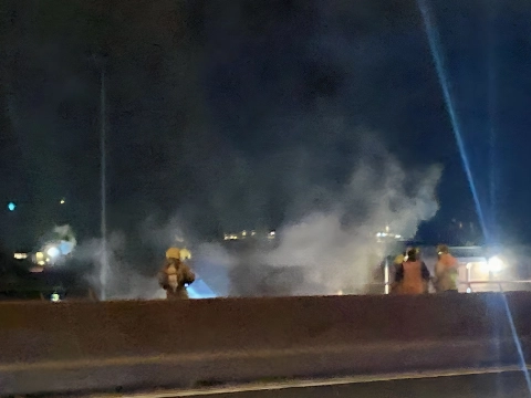 Autobrand op de A20